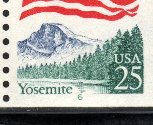 US Stamps – 25¢ Flag/Yosemite Park – Plate #5 Coil Strip of 5 MNH stamp SC#2280