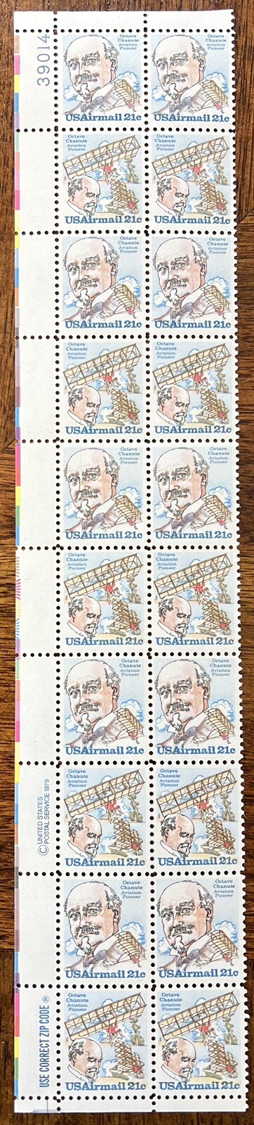 Octave Chanute – #C93 C94 – Plate Block Strip 20 Stamps – MNH – Free Shipping