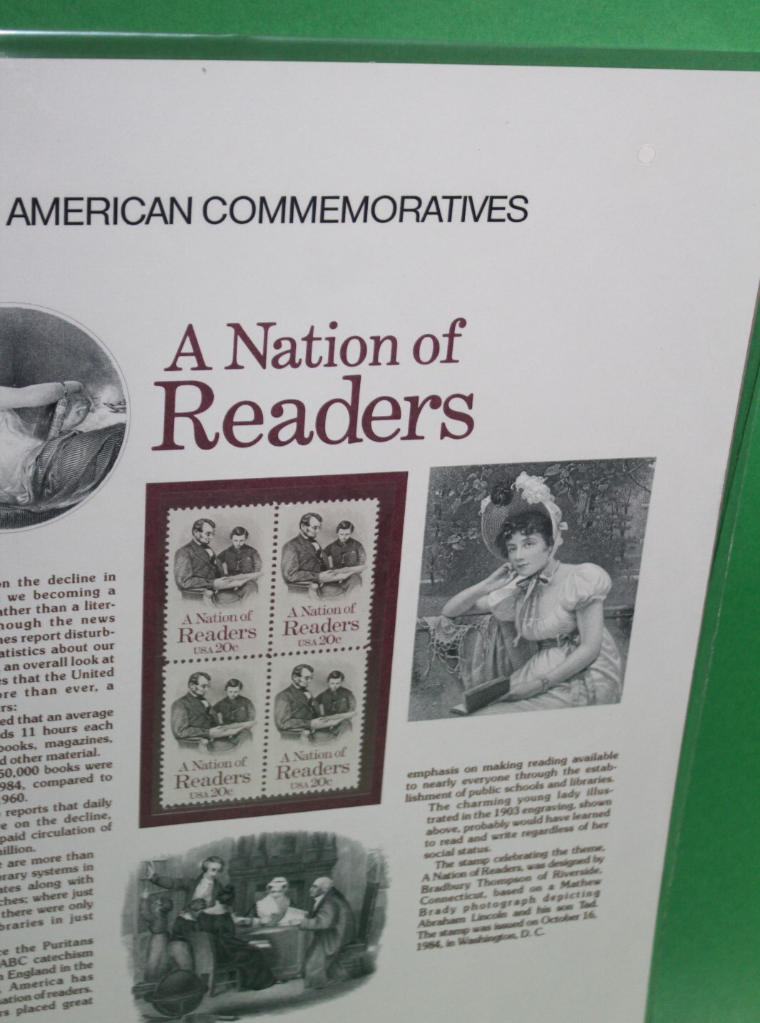 American Commemoratives A Nation Of Readers USPS Stamp Panel 234 October 16 1984
