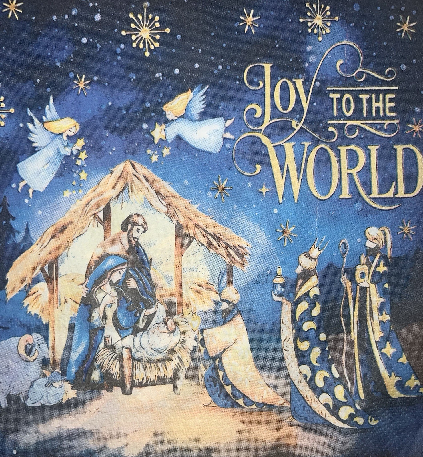Three Paper Lunch Napkins Decoupage Christmas Nativity Manager W/Jesus -joy