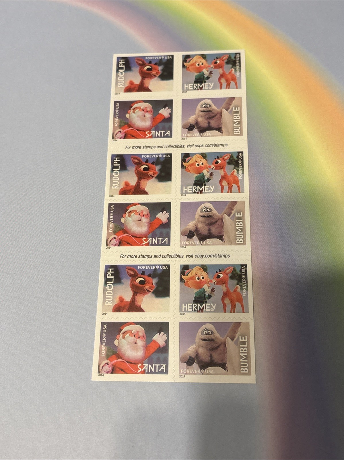 OUT OF PRINT! 2014 RUDOLPH THE RED NOSED REINDEER 20 Christmas Forever Stamps