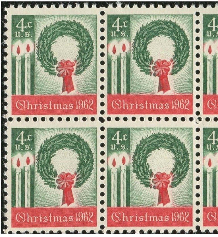 United States 4¢ Christmas Wreath Candle Postage Stamp #1205 Pack of 100 Singles