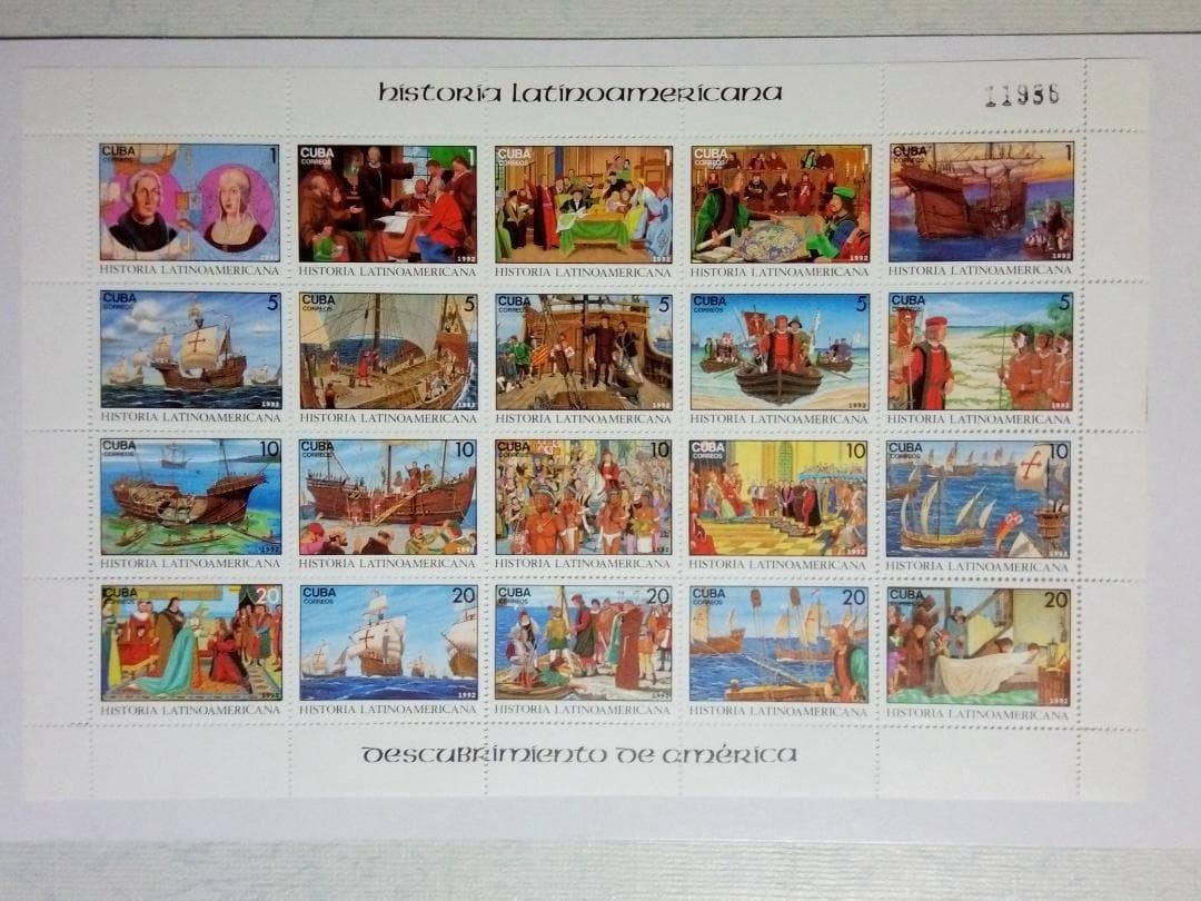 Unused foreign stamps, history of Latin America, 20-stamp sheet, 1 type