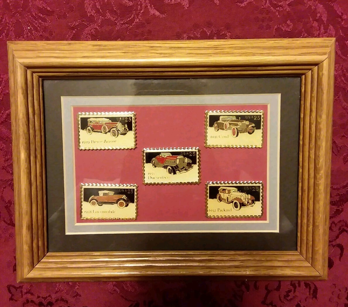 25 Cent Postage Stamps Automobile Design Pinbacks In Frame By Jonathan Grey