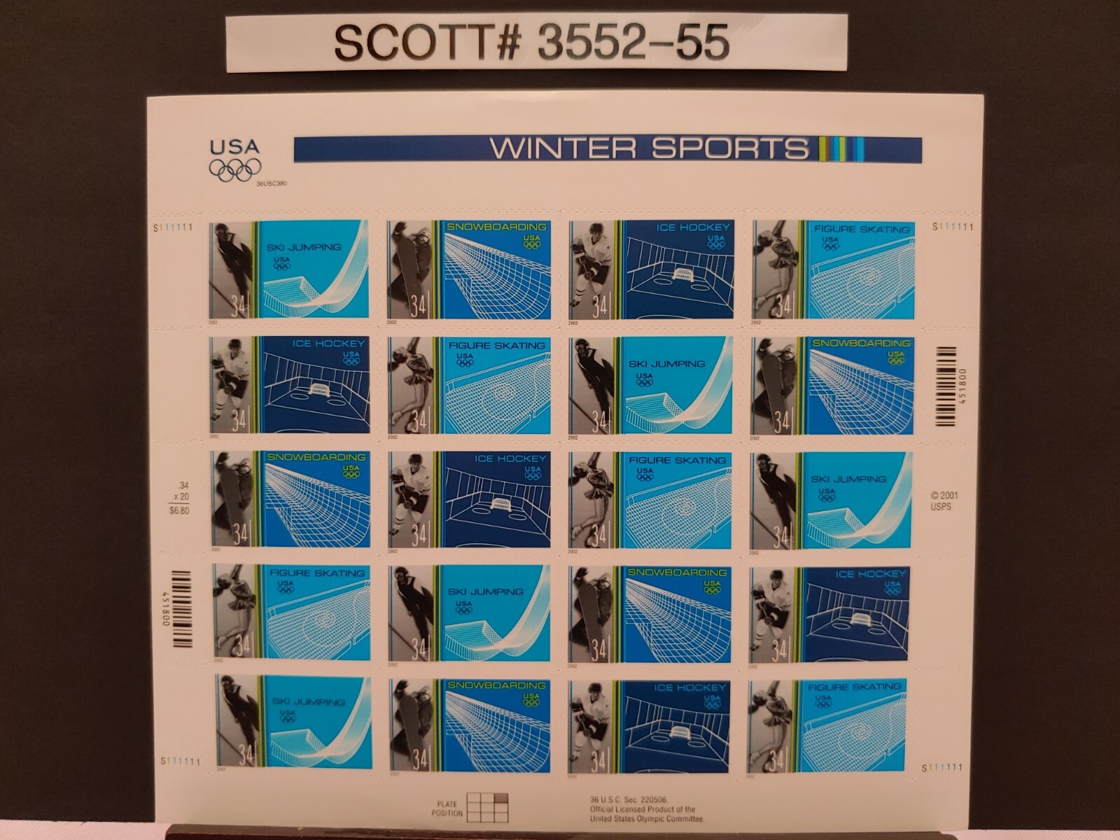 Scott #3552-55 Winter Sports – USPS Postage Stamps