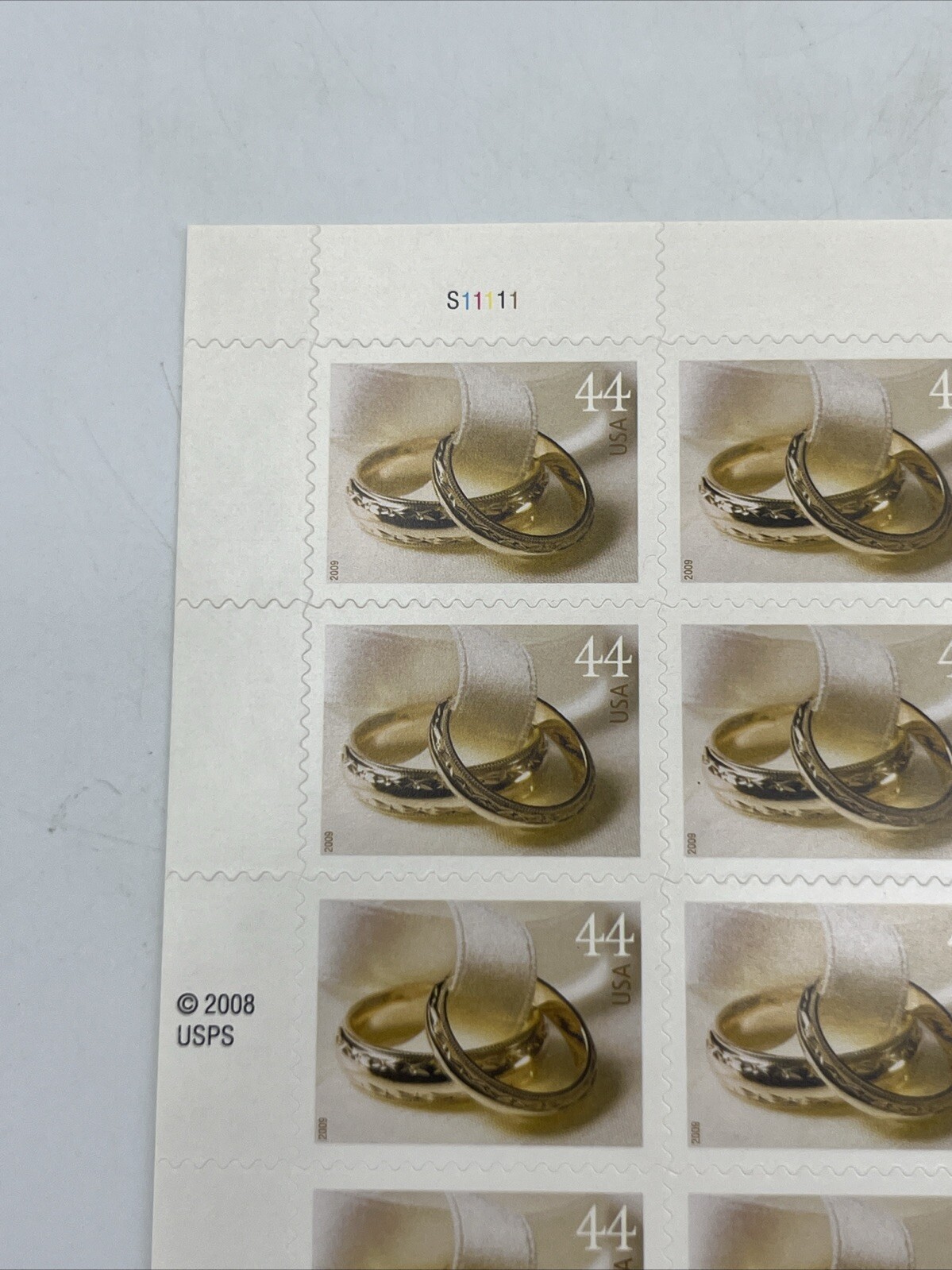 US Stamp 2009 44 Cent Wedding Rings 20 Stamp Sheet Scott #4397