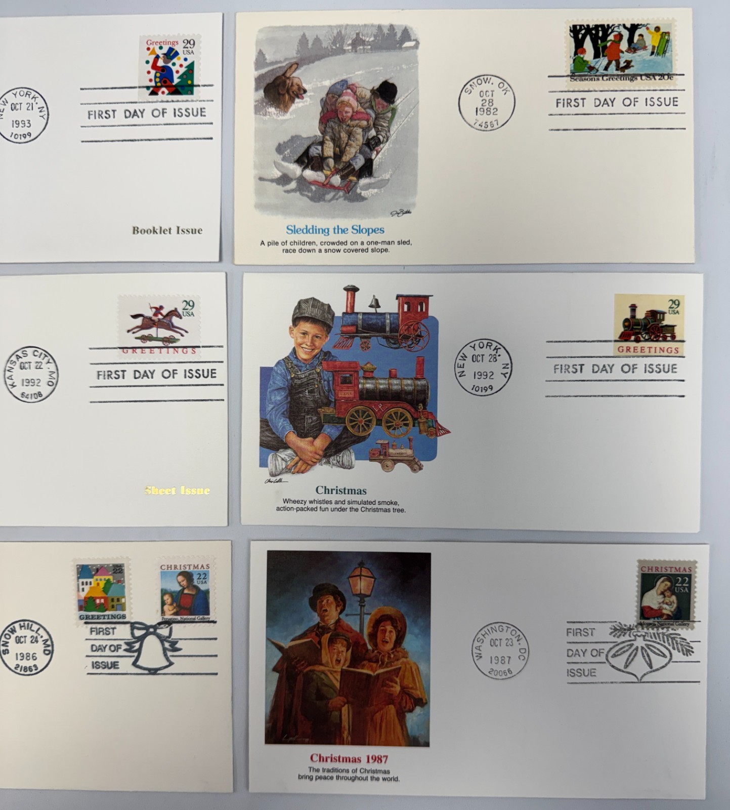 9 Fleetwood Christmas and Holiday First Day Covers 1982 to 1993 Traditional