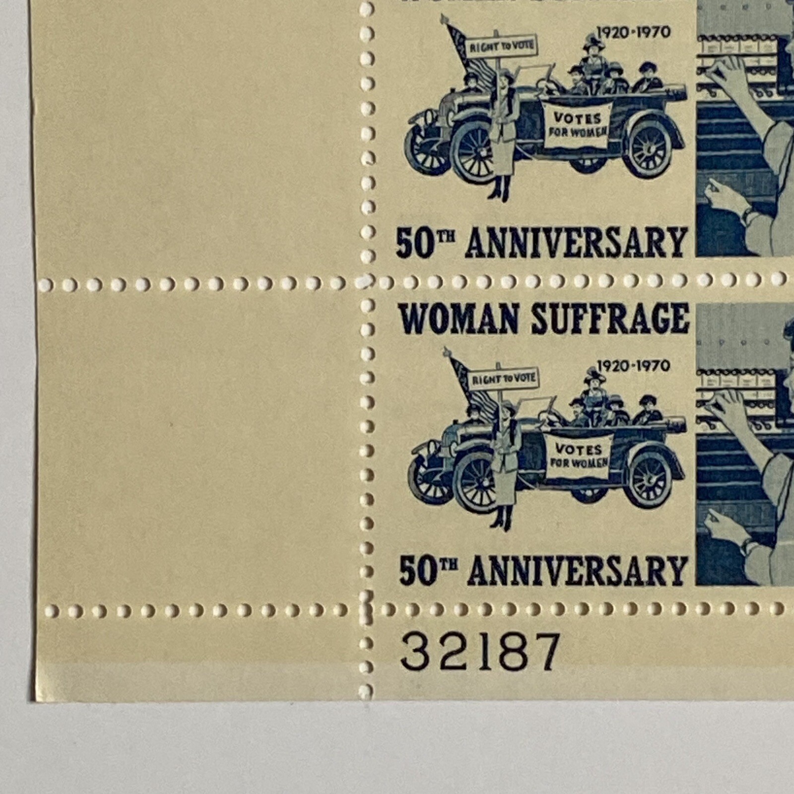 Woman Suffrage Sheet of 50 1970 6 Cent Stamps Scott #1406 MNH Blue White Vote