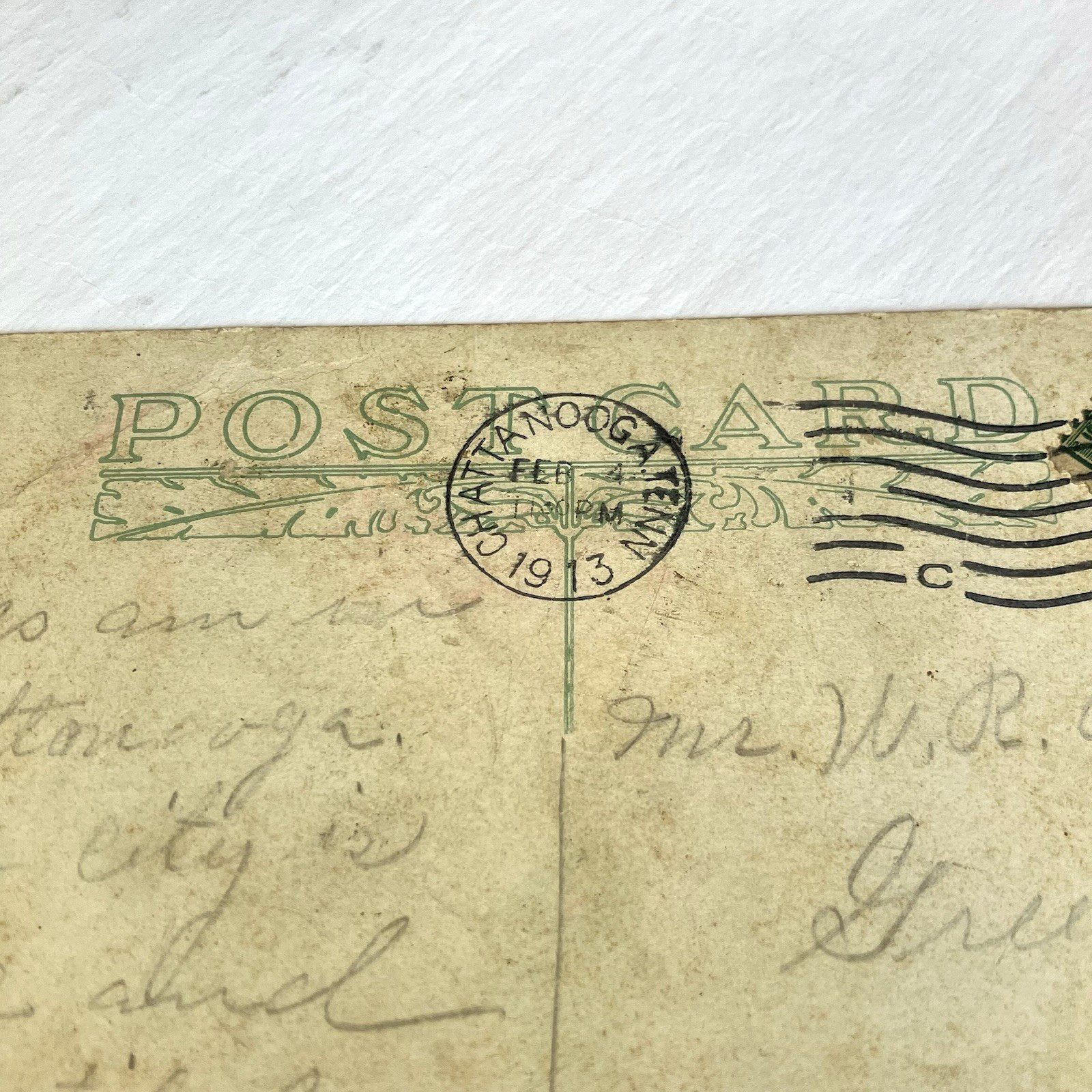 George Washington 1 Cent Stamp 1912 1913 Posted Chattanooga TN National Bank PC