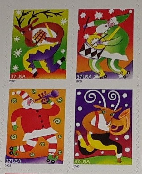 3 Booklets x 20 = 60 of Holiday MUSIC MAKERS 37¢ US Christmas Stamps # 3825-3828