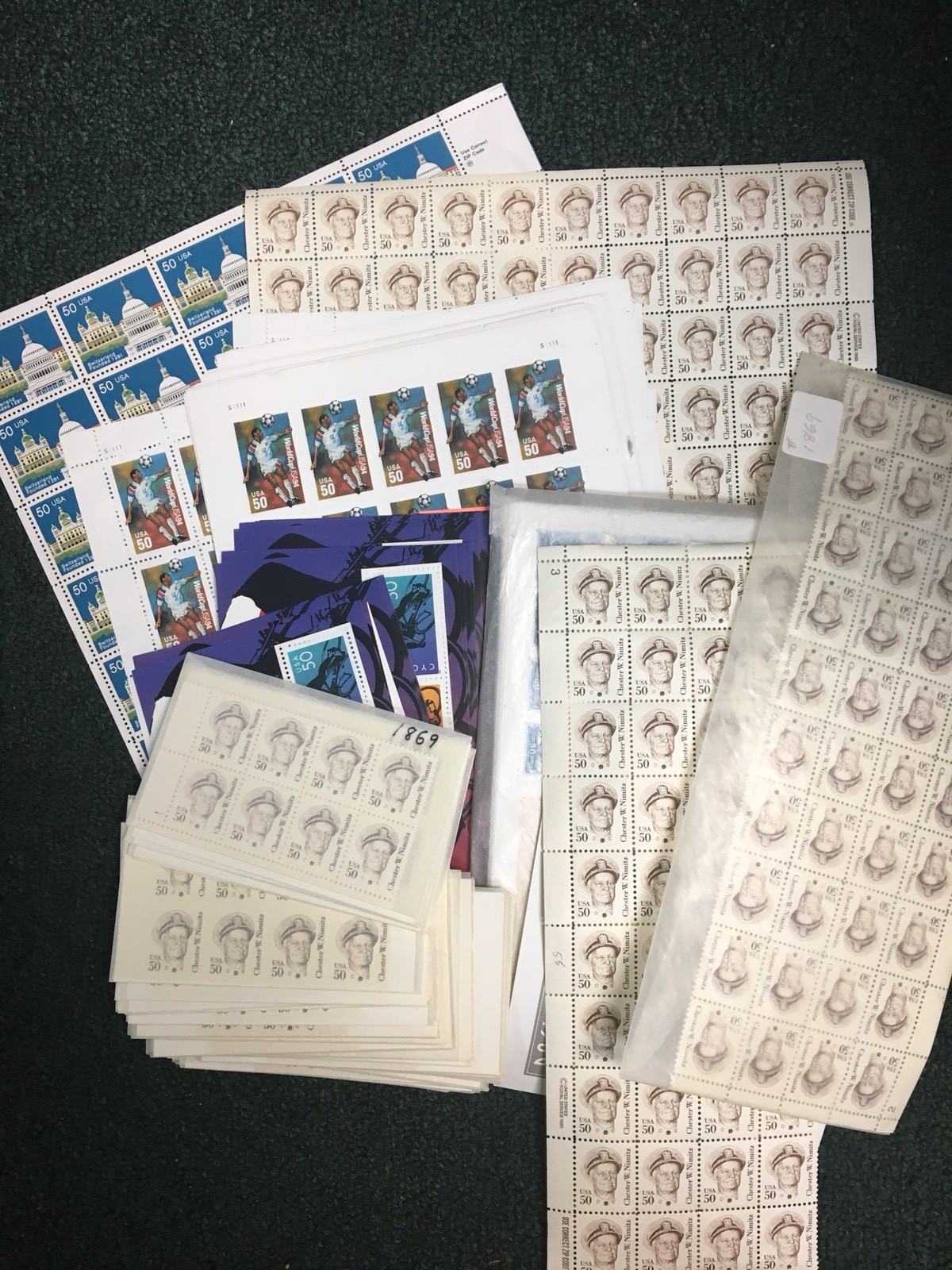 50 Cent -99 Cent Stamps $500 Mint Face Value blocks Strips Sheet Format
