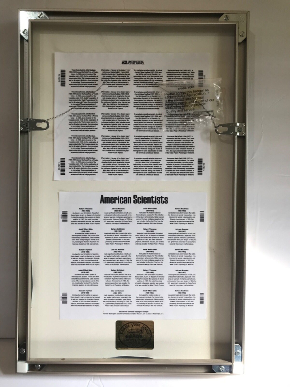 American Scientists Matted and Framed Stamp Sheets