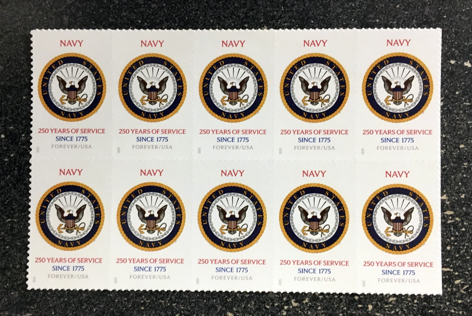 2025USA Forever Navy – Block of 10 Postage Stamps