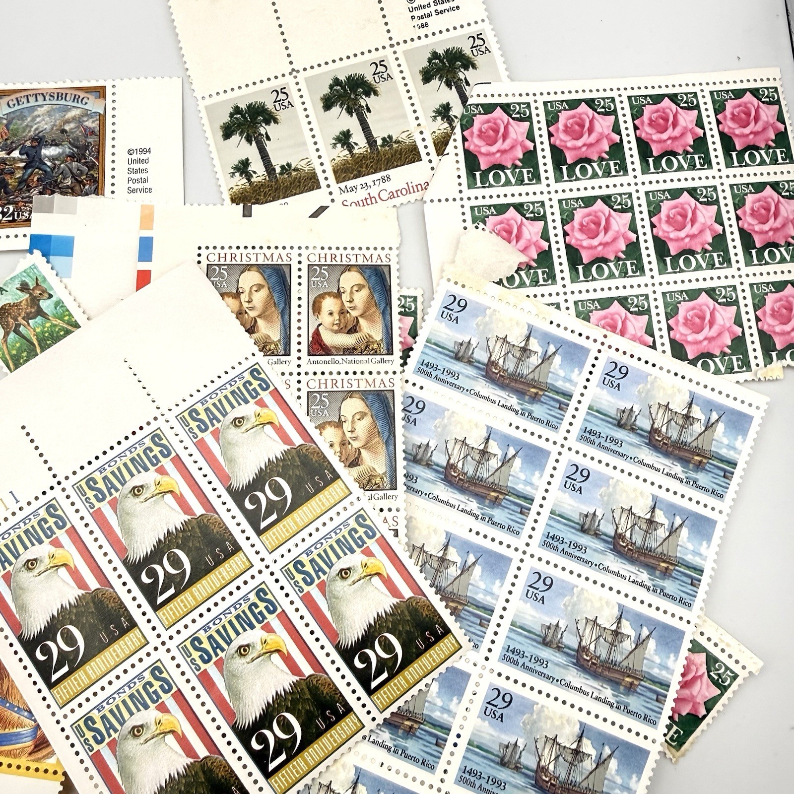 135+ Mint Unused USPS Stamps Lot Plate Blocks Strips Panes $33.75+ Face Value