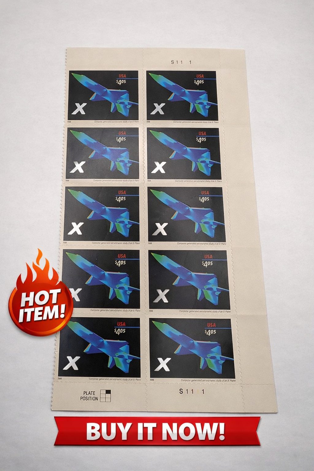 U.S. 2006 X-Plane Priority Mail Stamps Lot Of 10 MNH