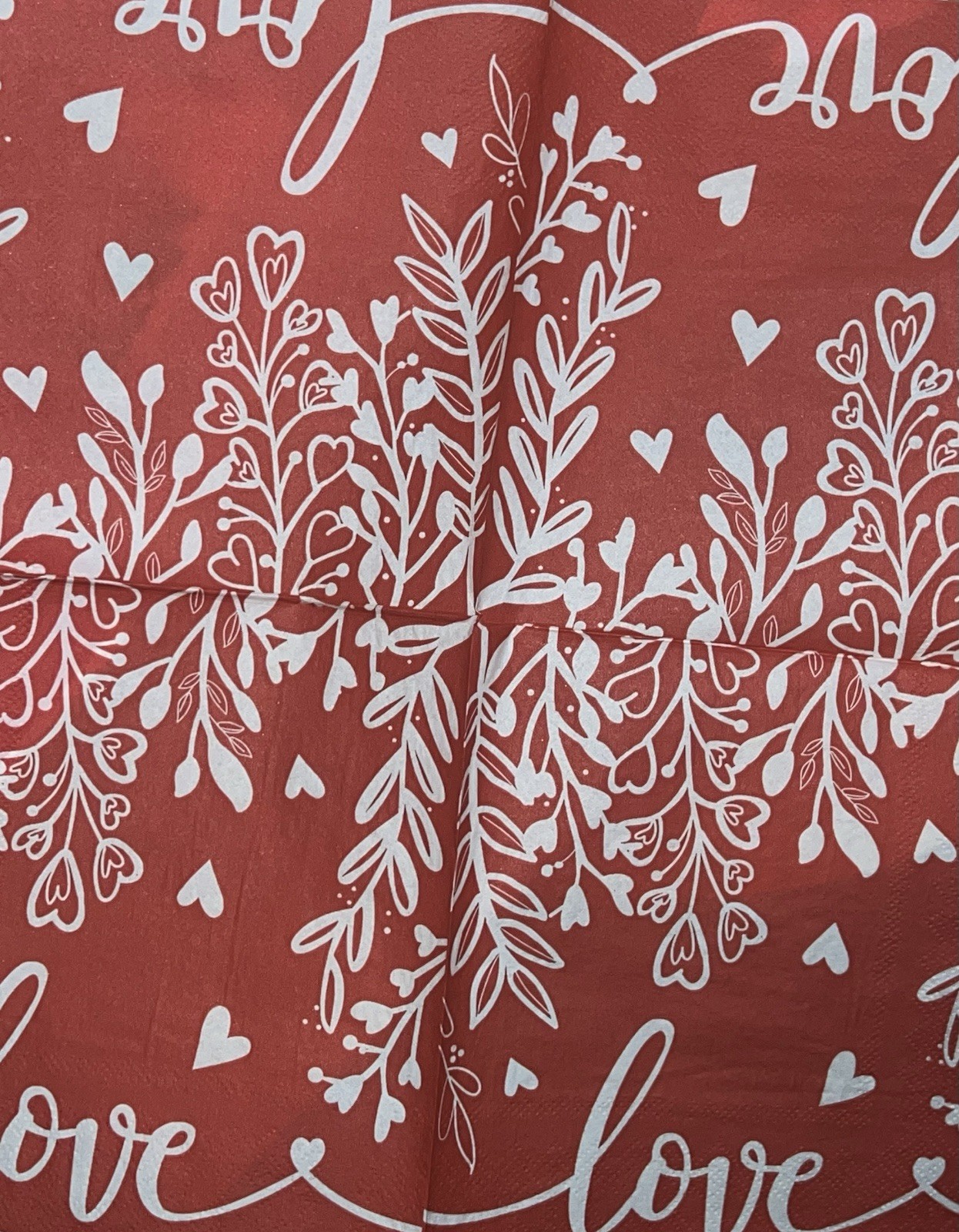 Three Individual Paper Luncheon Decoupage Napkins VALENTINE Hearts /LOVE 6.5”