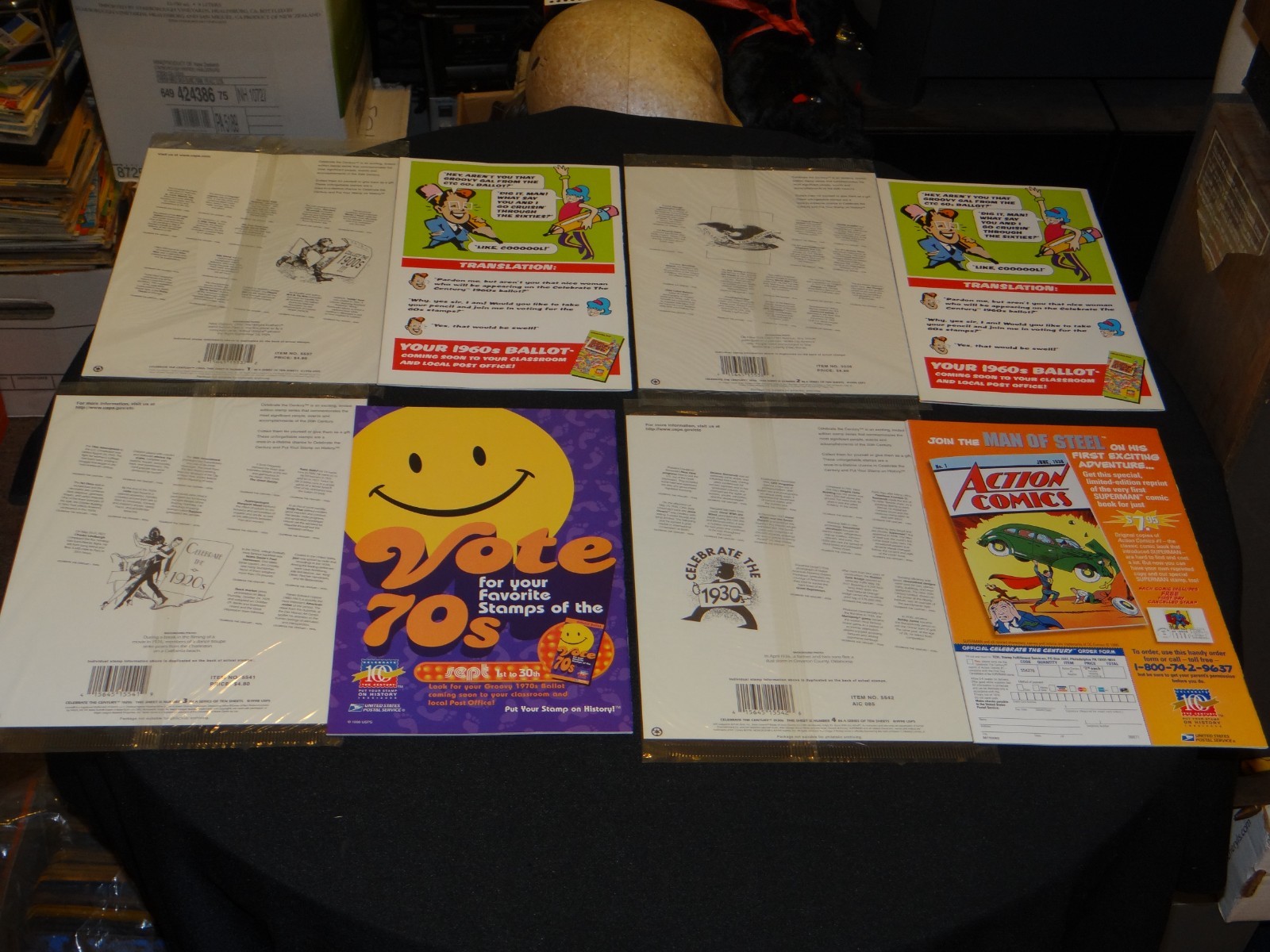 Celebrate the Century Sealed Stamp Sets #1, 2, 3, 4 (1900s-1930s) w/COMIC BOOKS!