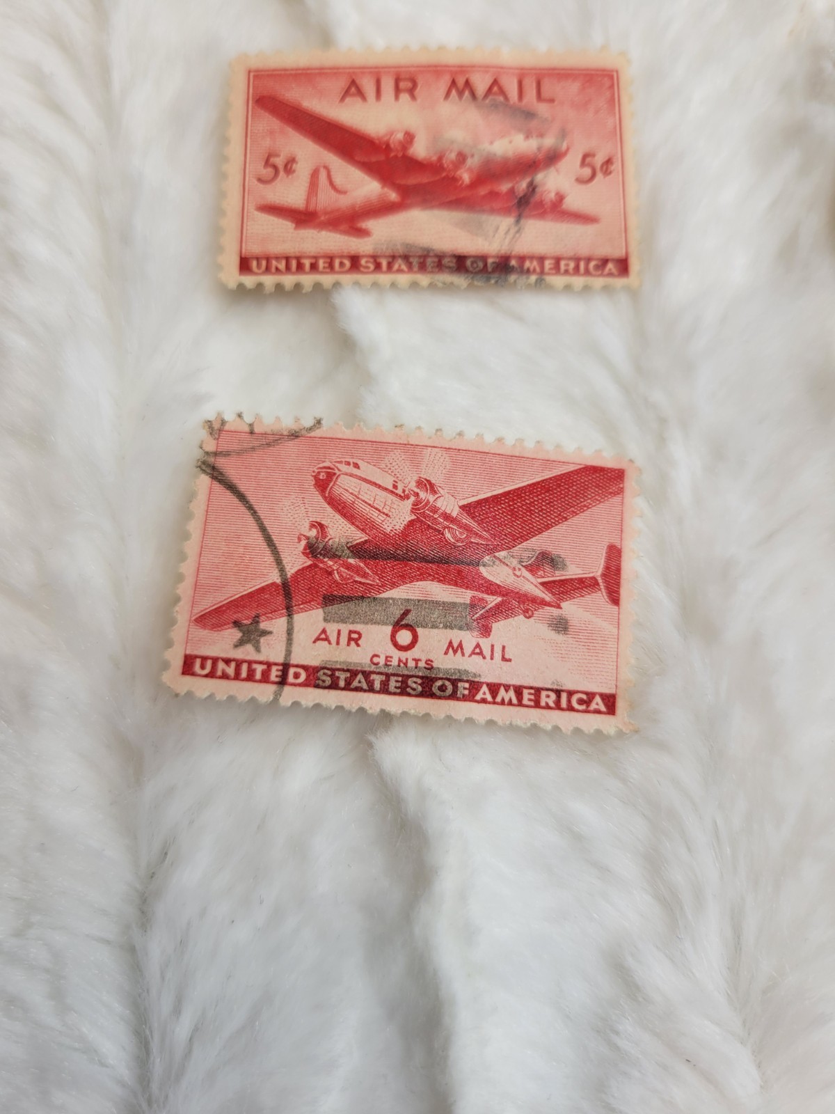 Vintage United States Airmail Stamp Collection Of 6 Used Stamps