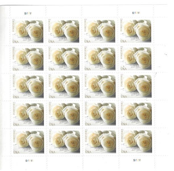 US SCOTT 4520 PANE OF 20 WEDDING ROSE STAMPS FOREVER MNH