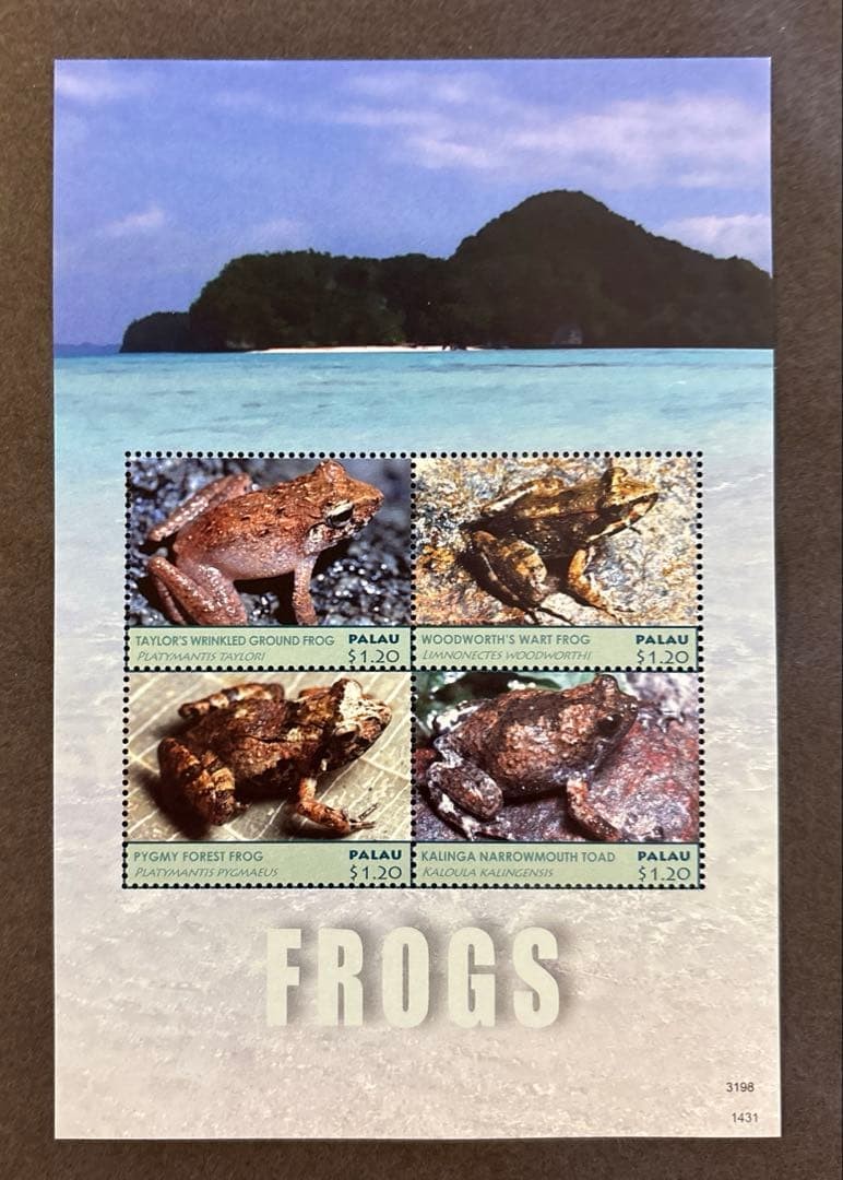 Foreign stamps, frog, sheet, Palau