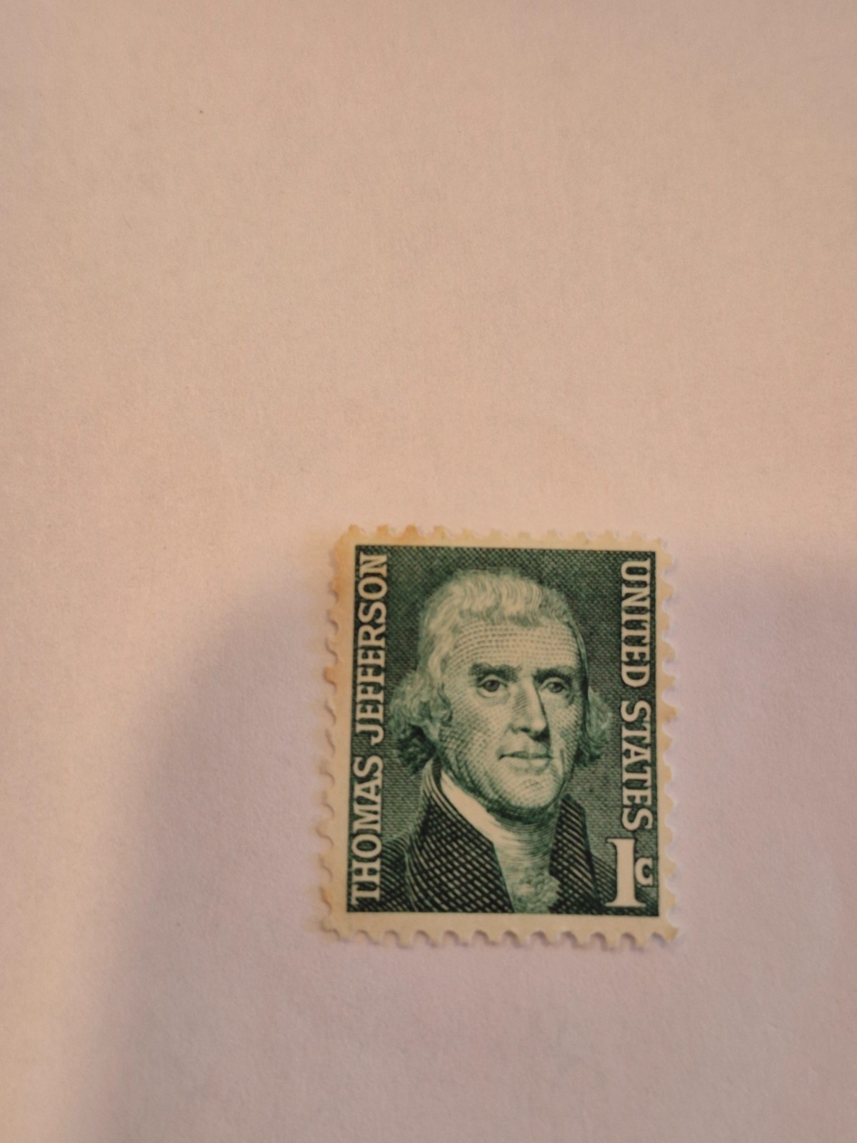 thomas jefferson 1cent stamp green UNUSED MNH