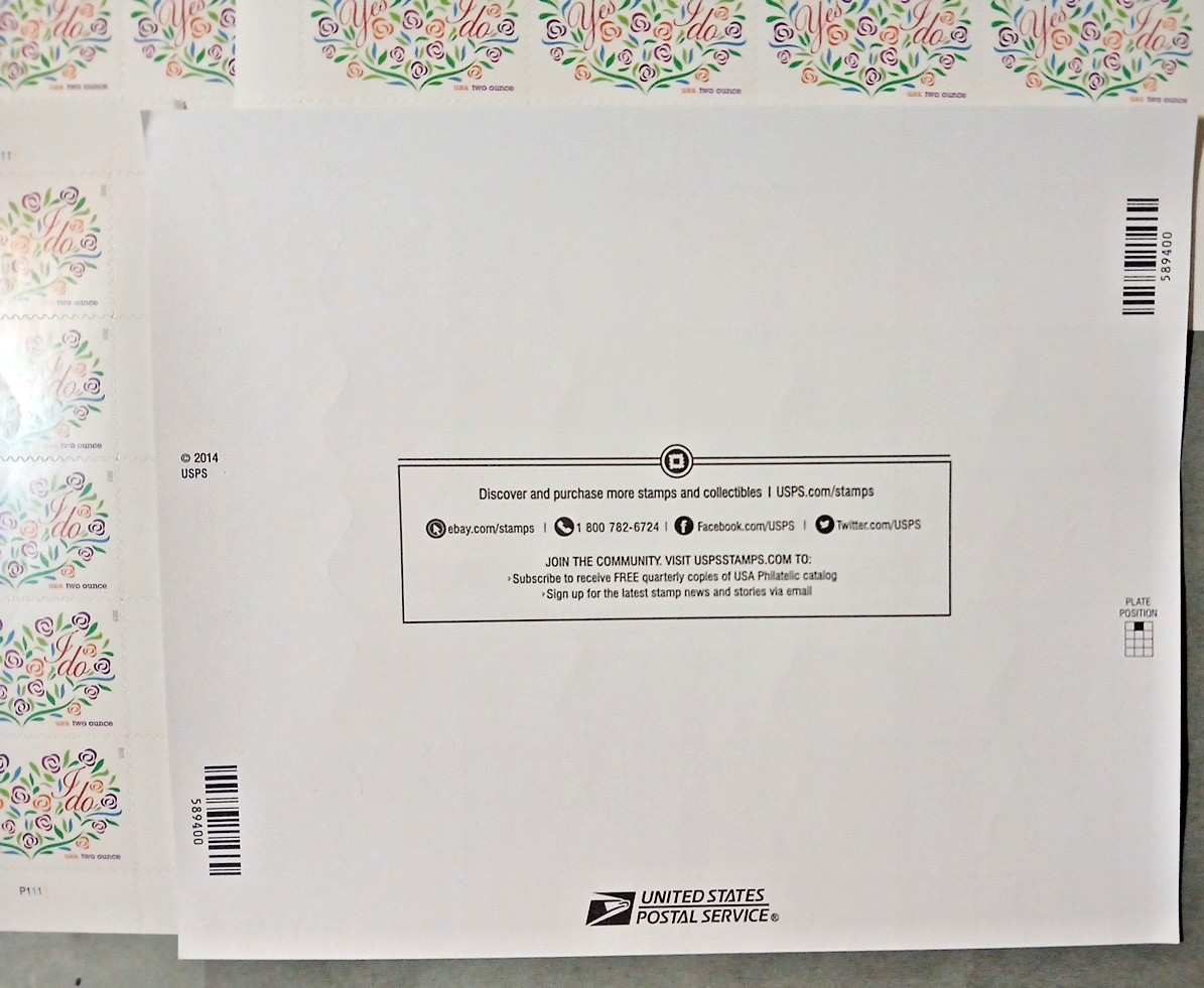 Yes, I Do Wedding Forever Stamps, 2 Ounce USPS 2011, Estate Sale lot of 5 Sheets