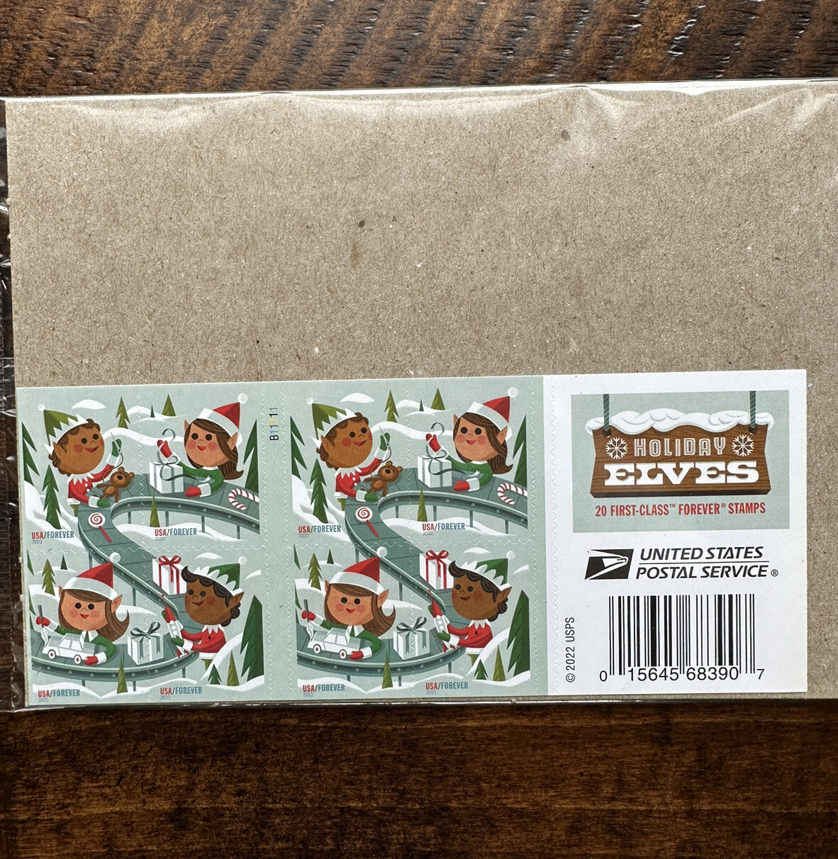 2022 USPS Holiday Elves Booklet Pane of 20 Forever Stamps MNH New Christmas