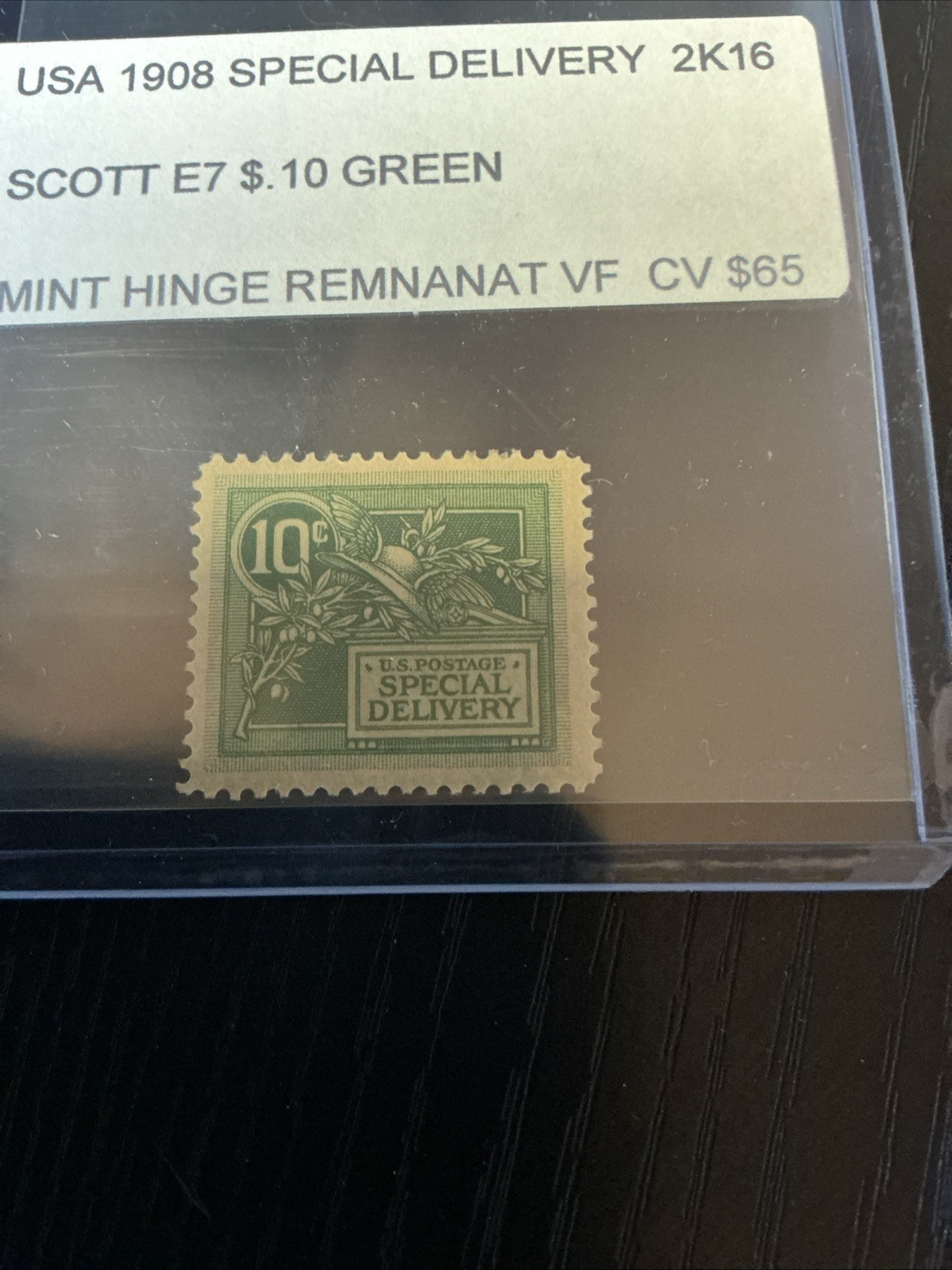 USA 1908 Special Delivery 2K16 Scott E7 Green Mint Hinge VF
