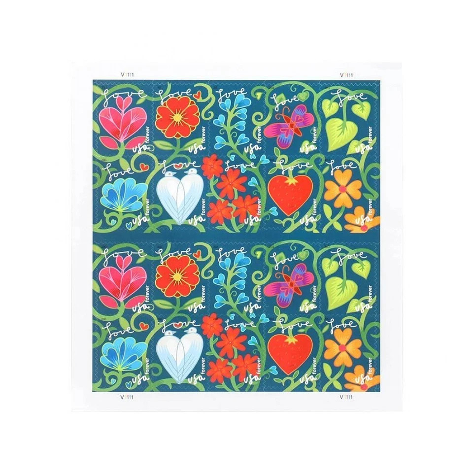 2011 US First‑Class Forever Stamps Total 100 Stamps 5 Sheets Garden of Love MNH