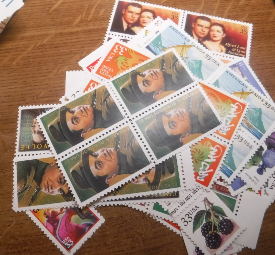 Lot of Unused 33 Cent Stamps, Vintage U.S. Postage Stamps, $16.50 Face