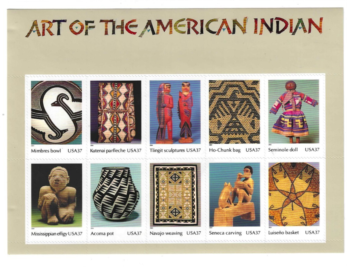 US SCOTT 3873 ART OF THE AMERICAN INDIAN PANE OF 10 STAMPS 37 CENT FACE MNH