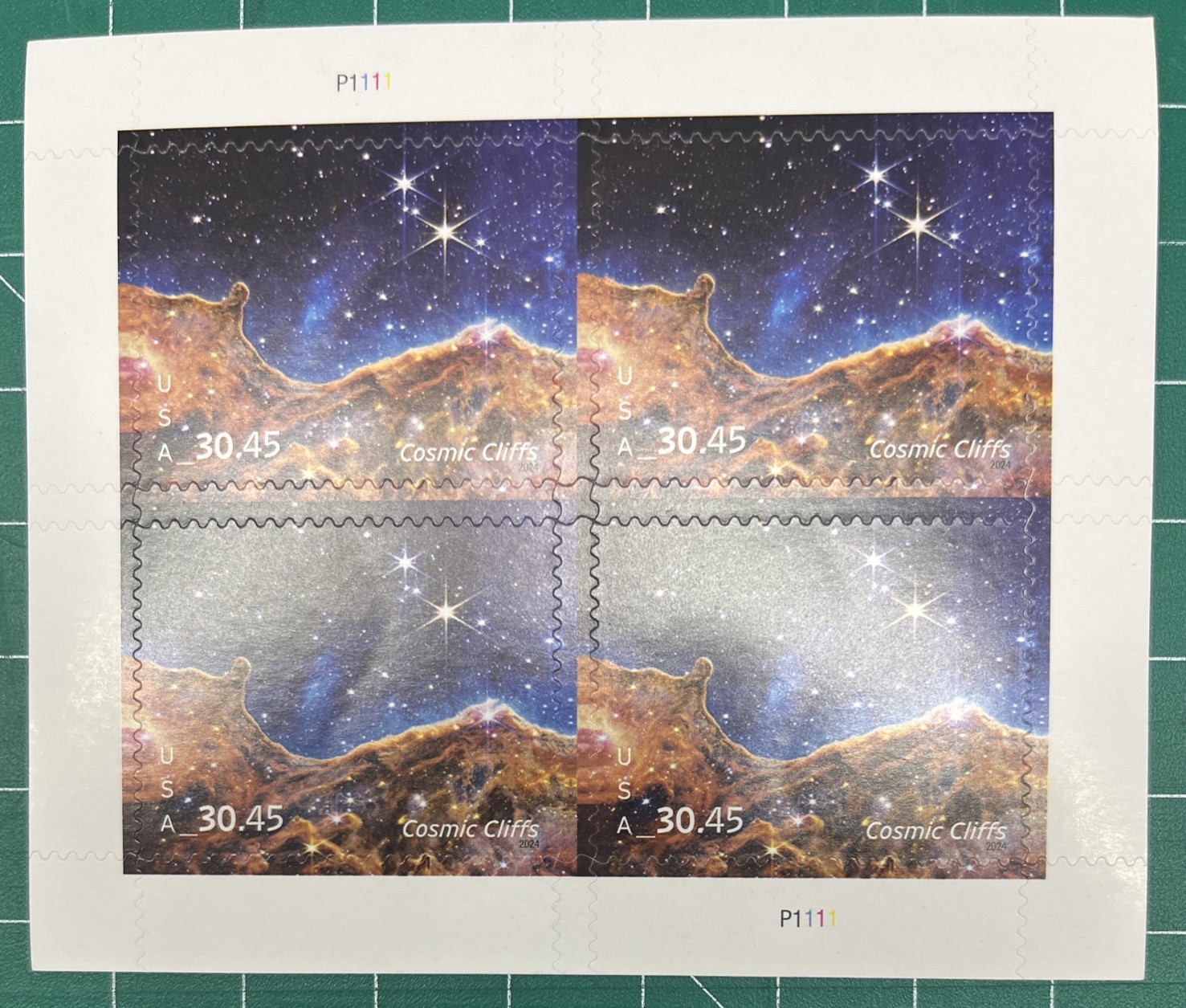Sheet of 4 Cosmic Cliffs 2024 USPS Priority Express Mail Stamps $30.45 X 4