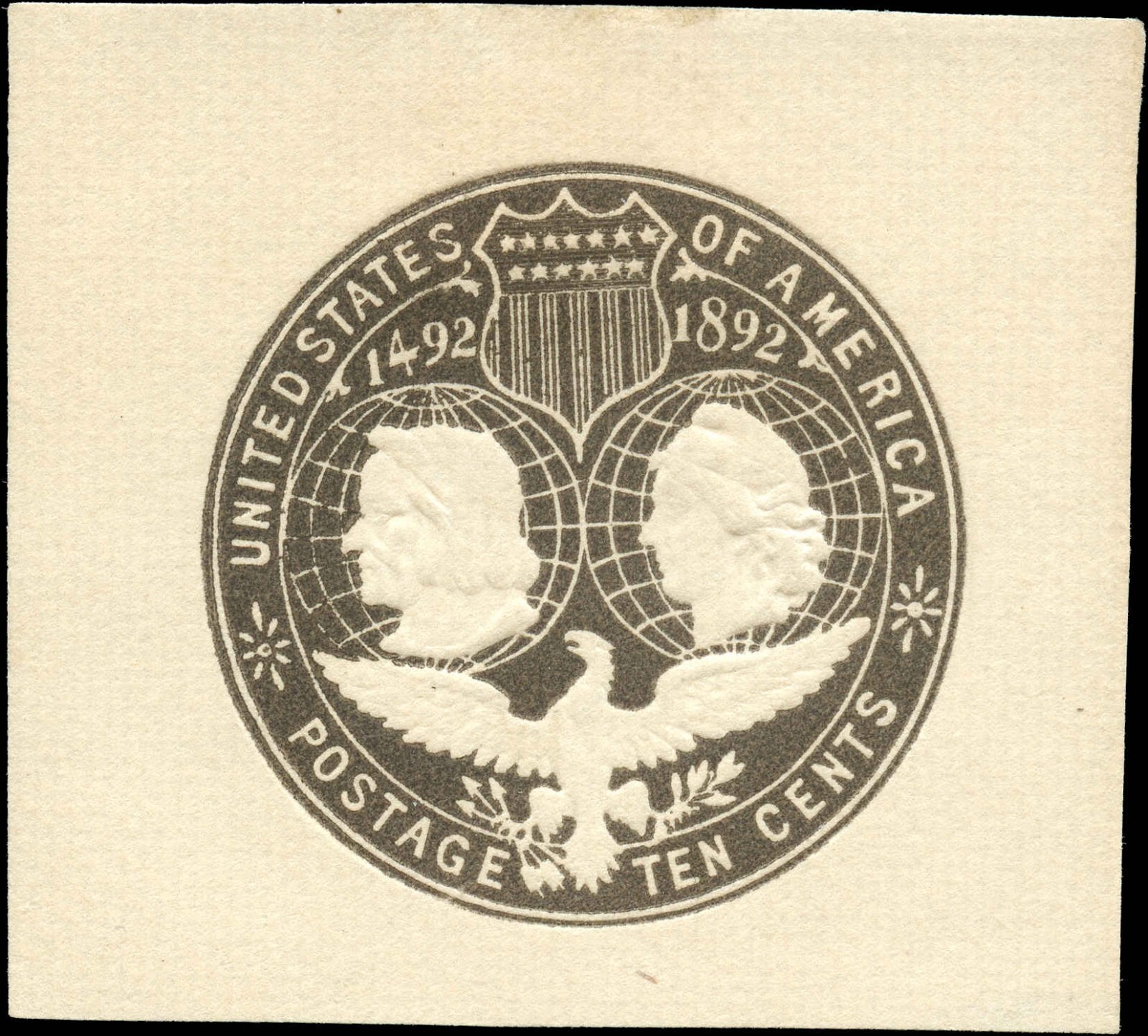 USA Mint H F-VF 10c Scott #U351 1893 Cut Square from Stamped Envelope