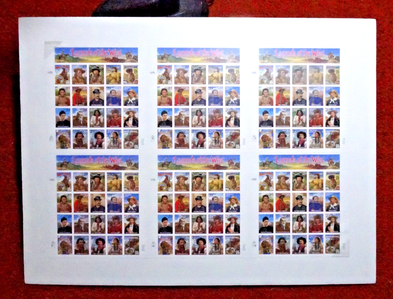 US 2869 a-t LEGENDS OF WEST UNCUT PRESS SHEET 6 PANES PROFESSIONALLY SHRINK WRAP