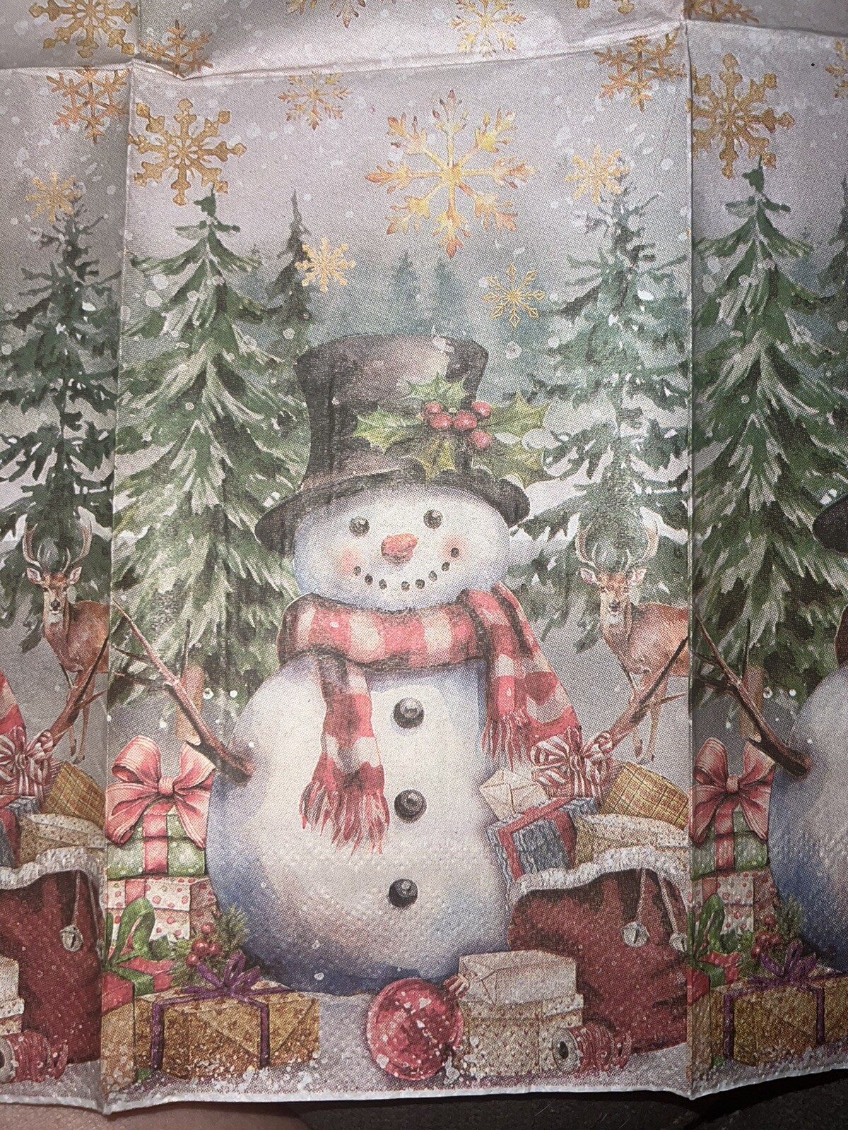 TWO Individual paper dinner Decoupage napkins Snowman Winter Reindeer Christmas