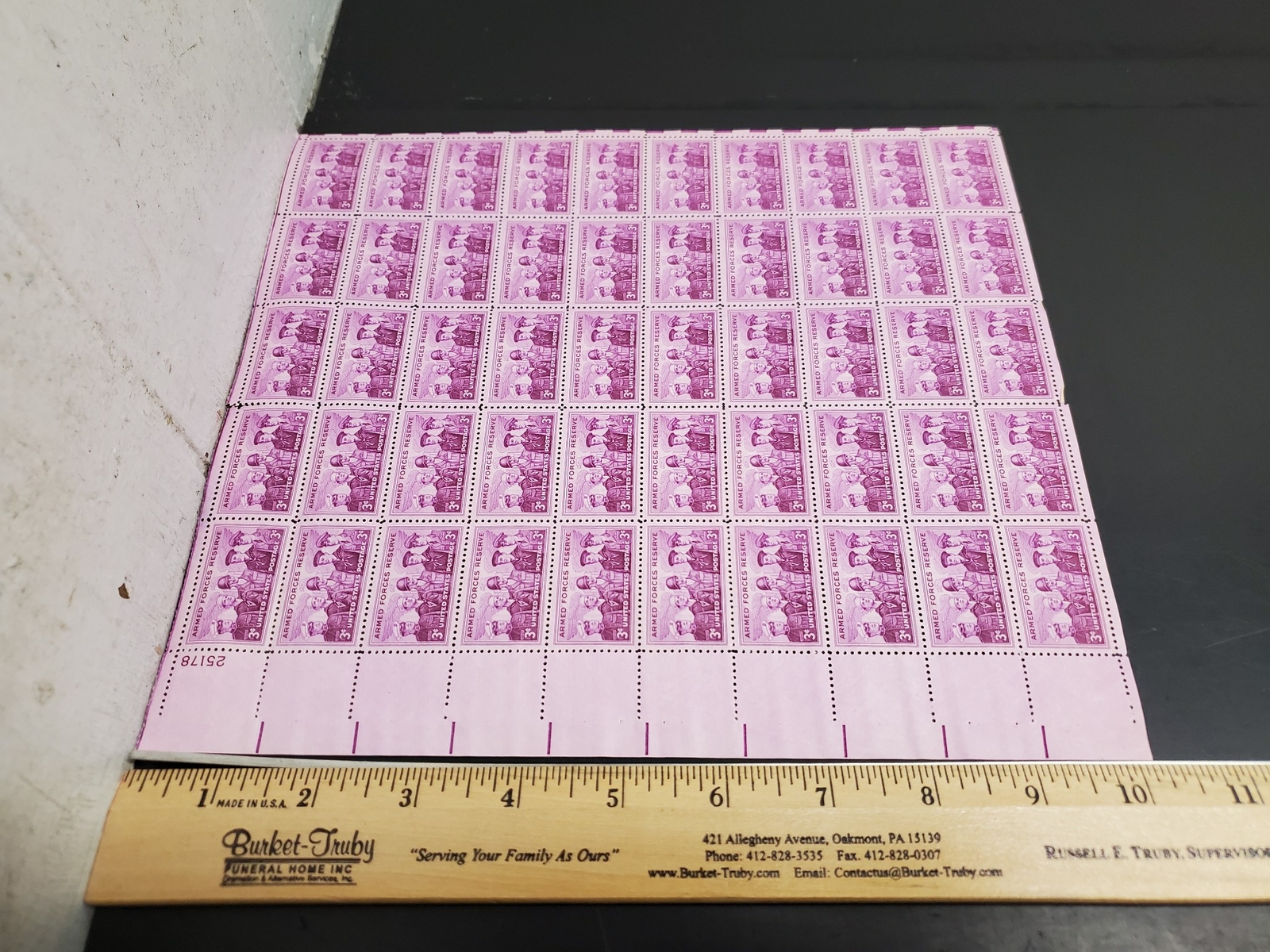 Vtg ’55 Armed Forces Reserve 3 Cent USPS Postage Stamp Sheet 50 Stamps Mint NH