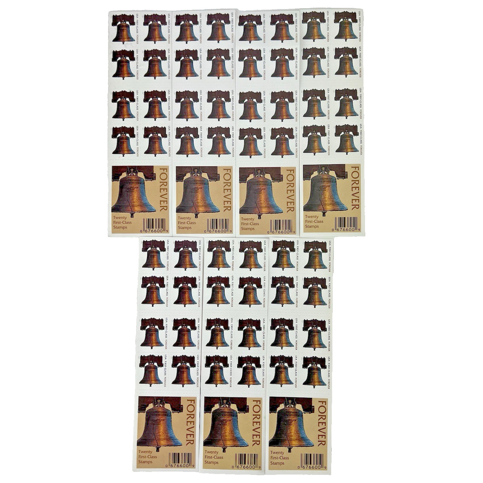 LIBERTY BELL (#4126a) FOREVER Stamps 2007 – Lot Of 7 Booklets 20 US Stamps (MNH)