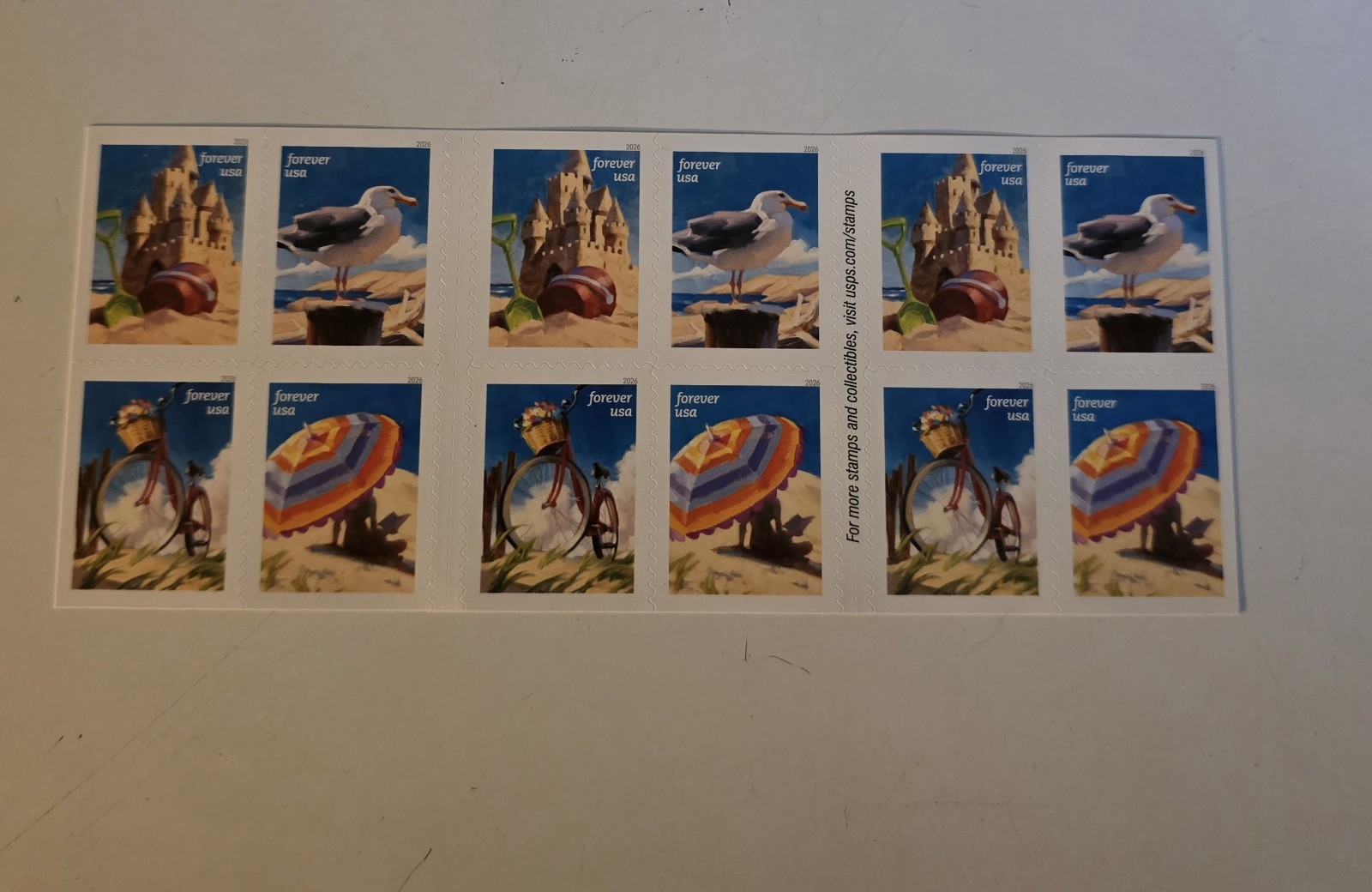 USPS A Day at the Beach Booklet of 20 Forever Stamps (6073a) MNH