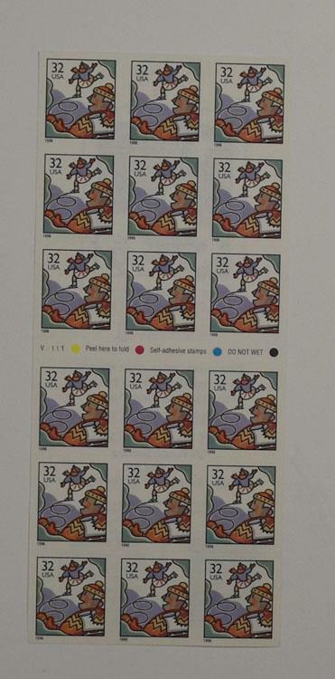 US SCOTT 3117a PANE OF 18 ICE SKATERS STAMPS 32 CENT FACE MNH