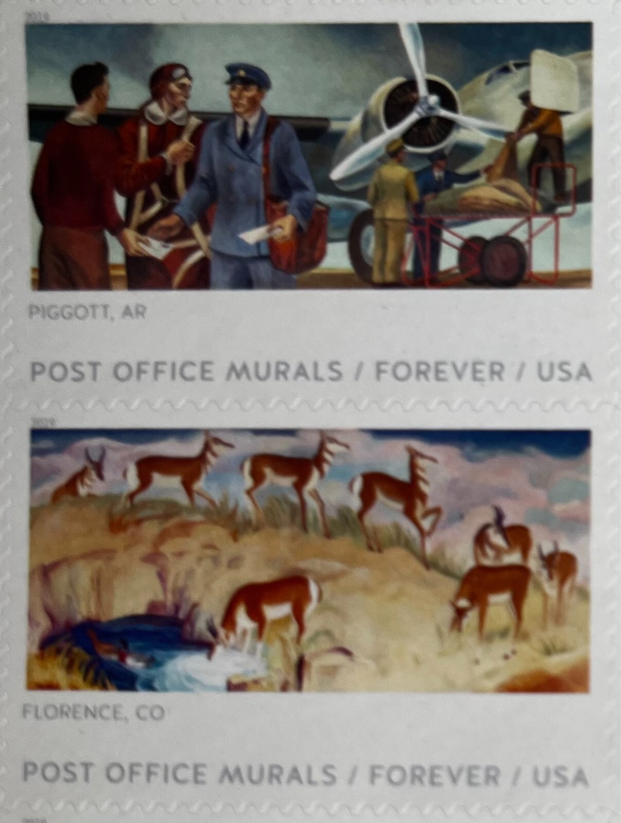 POST OFFICE MURALS Vintage 2018 USPS STAMP PAGE United States Postal Service