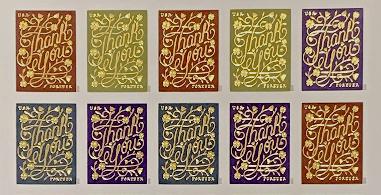 1 SHEET OF 20 “THANK YOU” FOREVER STAMPS