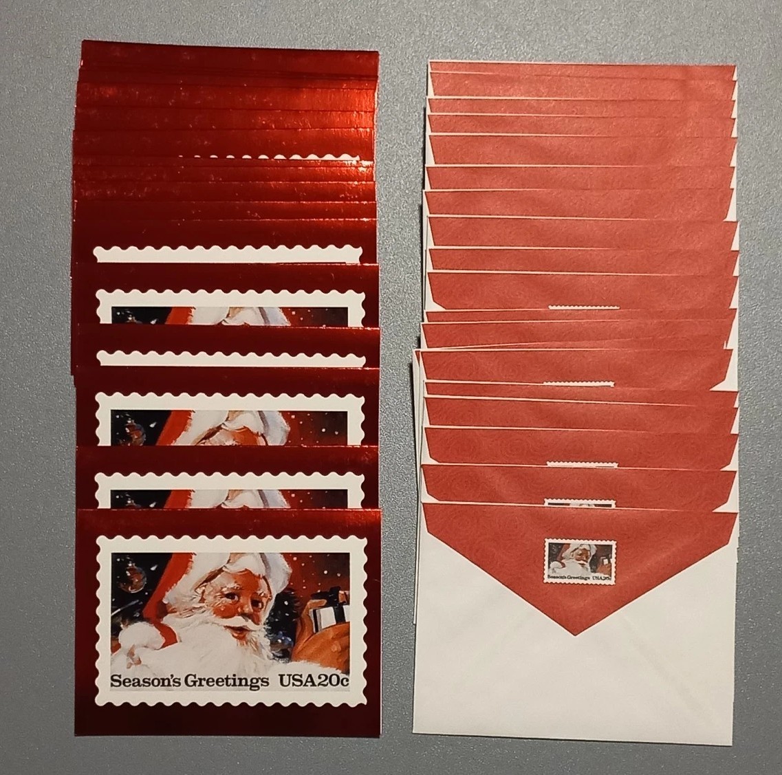 1999 Santa Claus 20 cent Postage Stamp Christmas Cards Box of 18 Made in the USA