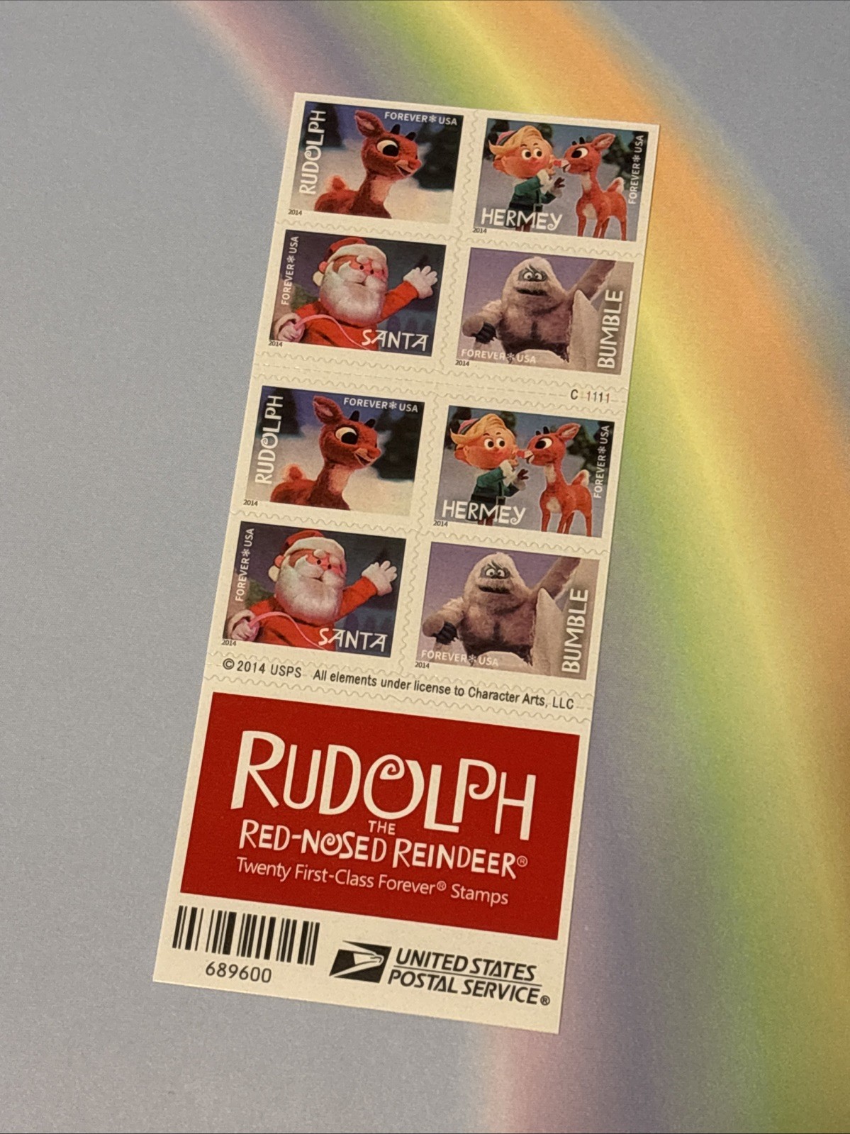 OUT OF PRINT! 2014 RUDOLPH THE RED NOSED REINDEER 20 Christmas Forever Stamps