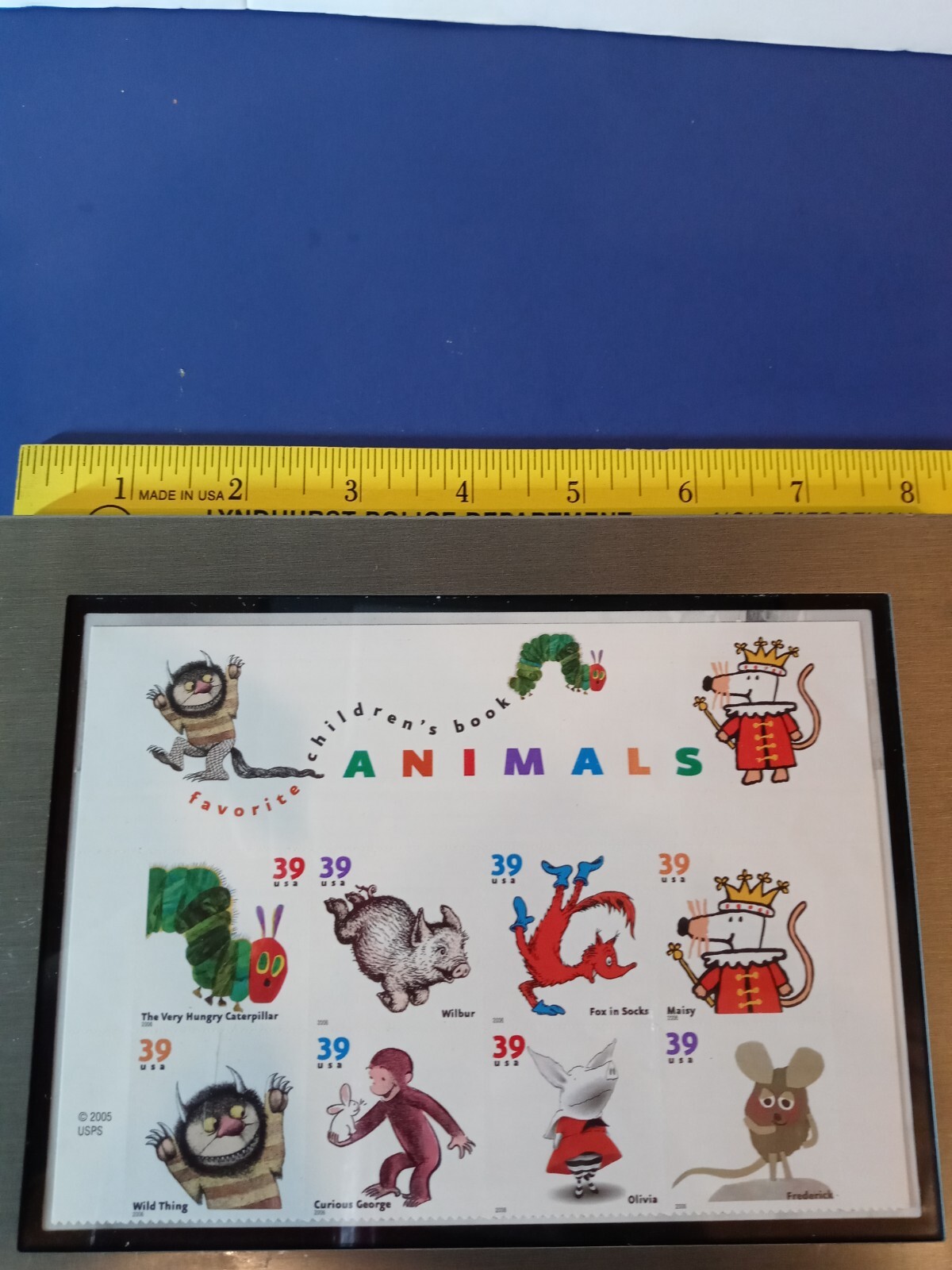 FAVORITE CHILDREN’S BOOK ANIMALS-SHEET OF (16) 39 CENT STAMPS IN FRAME
