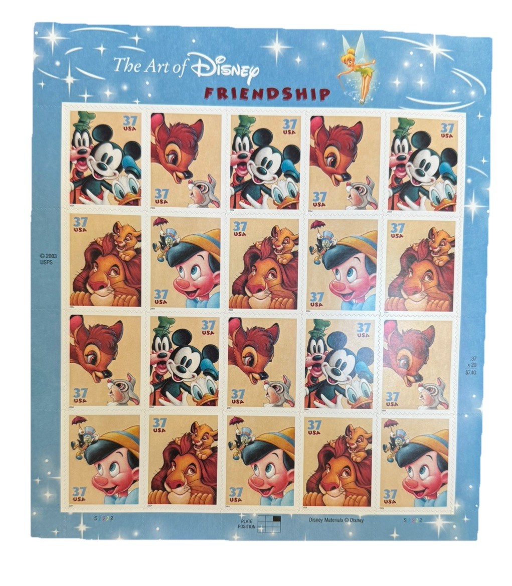 THE ART OF DISNEY Complete Set of 5 Differnt Full Sheets of 20 US Stamps 2004-08
