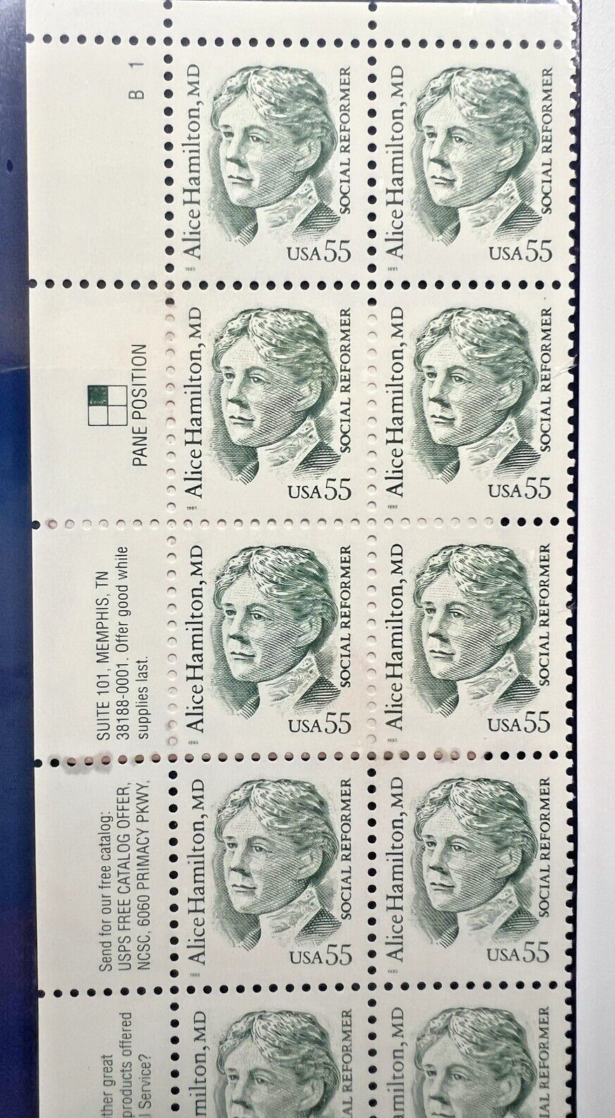 Scott #2940 Alice Hamilton MD Block of 10 Stamps, Sealed Item 1017S | 55c