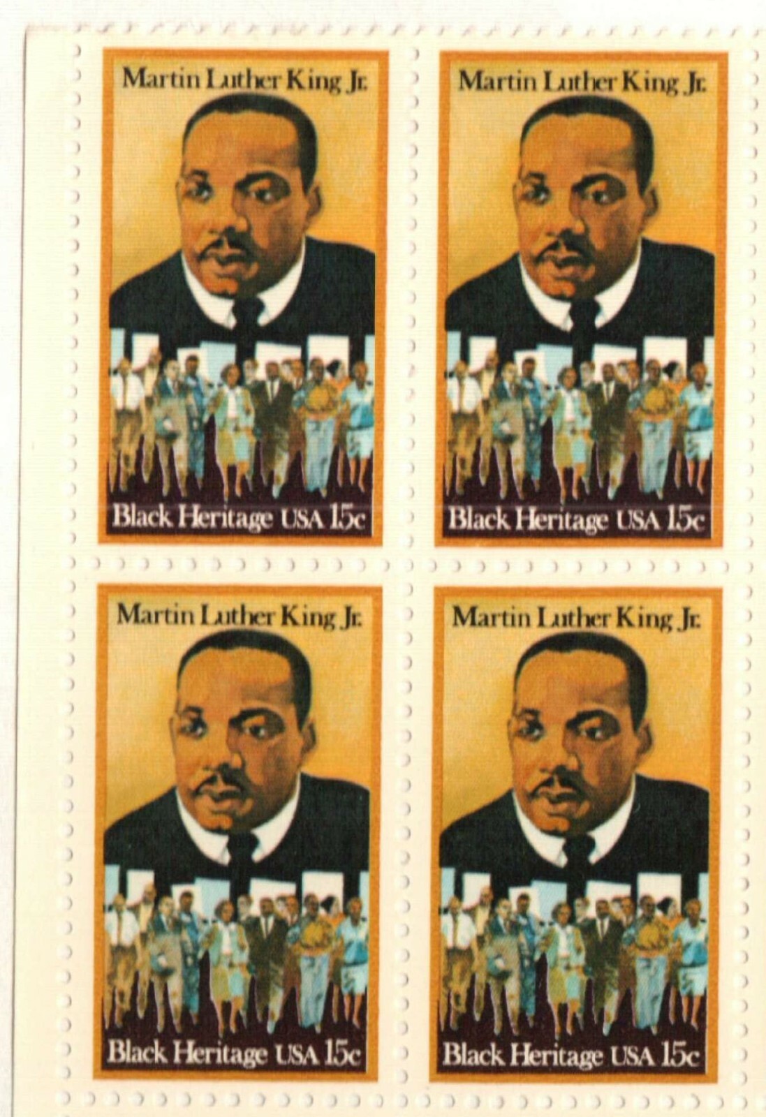 MARTIN LUTHER KING JR–Block of 4 Collectible Unused 1979 Stamps–FREE SHIPPING