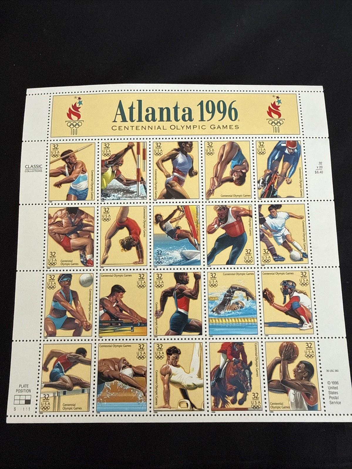 Scott 3068 – Sheet of 20 – Atlanta 1996 Olympic Stamps – 32 cents – MNH