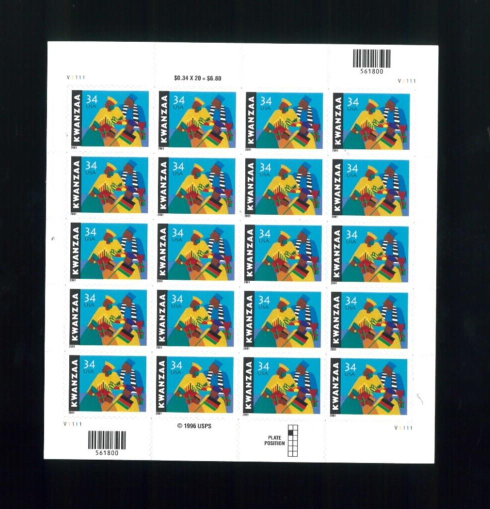 United States 34¢ Kwanzaa Postage Stamp #3548 MNH Full Sheet