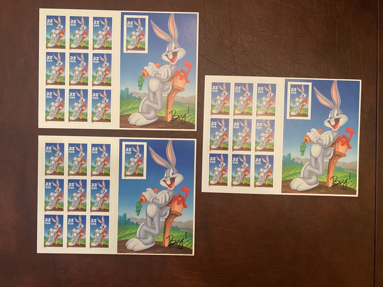 LOONEY TUNES US Postage Stamp Lot 3 Sheets Bugs Bunny